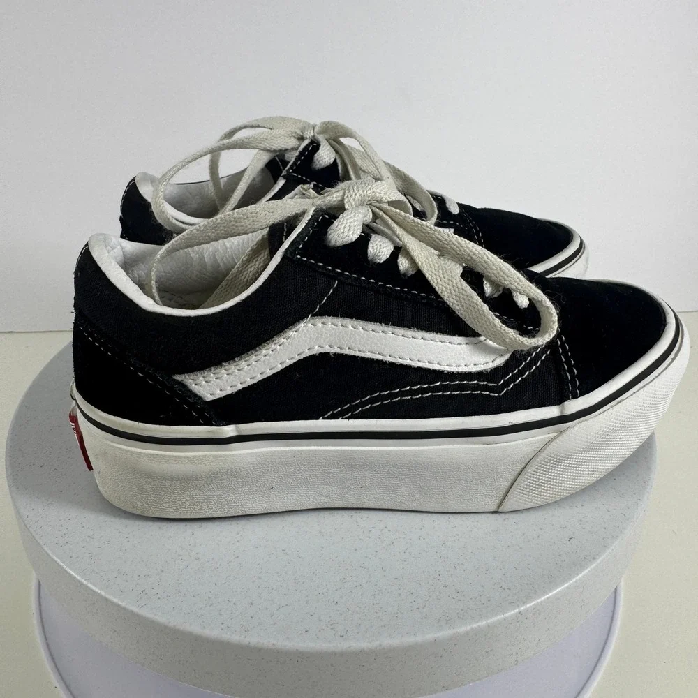 Vans Old Skool Kids Sneakers Classic Skate Low Top Black White US 13.5
